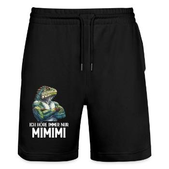 Grüner Leguan Reptilien Ich höre immer Mimimi - Stanley/Stella Unisex Bio Joggingshorts Trainer  - Schwarz - Vorne - Nik (191cm) & Marisol (170cm)