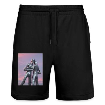 Futuristic Love Hug Futuristic Love - Stanley/Stella Trainer Unisex Organic Jogging Shorts - black - Front - Nik (191cm) & Marisol (170cm)