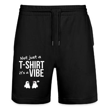 T-shirts with Funny Phrases - Fantasmitas 03 - Stanley/Stella Trainer Unisex Organic Jogging Shorts - black - Front - Nik (191cm) & Marisol (170cm)