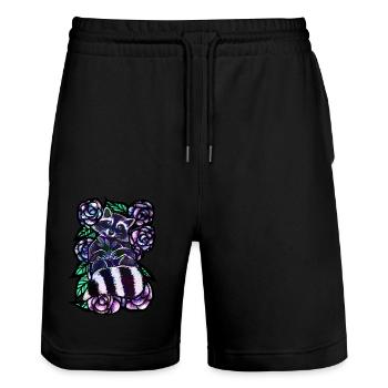 Raccoon - Stanley/Stella Trainer Unisex Organic Jogging Shorts - black - Front - Nik (191cm) & Marisol (170cm)