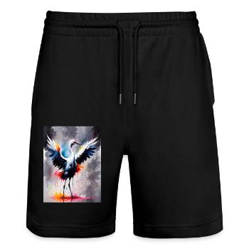 Grue - Short de jogging bio TRAINER Stanley/Stella unisexe - noir - Devant - Nik (191cm) & Marisol (170cm)