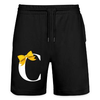 Buchstabe c gelbe Schleife - Stanley/Stella Unisex Bio Joggingshorts Trainer  - Schwarz - Vorne - Nik (191cm) & Marisol (170cm)