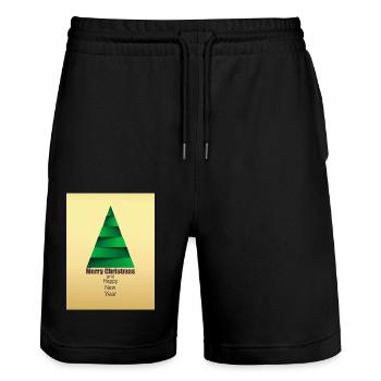 Moderner abstrakter Weihnachtsbaum Modern Abstract - Stanley/Stella Unisex Bio Joggingshorts Trainer  - Schwarz - Vorne - Nik (191cm) & Marisol (170cm)