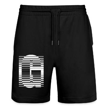 LETTER G - Stanley/Stella Trainer Unisex Organic Jogging Shorts - black - Front - Nik (191cm) & Marisol (170cm)