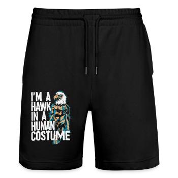 Frei wie ein Falke im Menschenkostüm - Stanley/Stella Unisex Bio Joggingshorts Trainer  - Schwarz - Vorne - Nik (191cm) & Marisol (170cm)