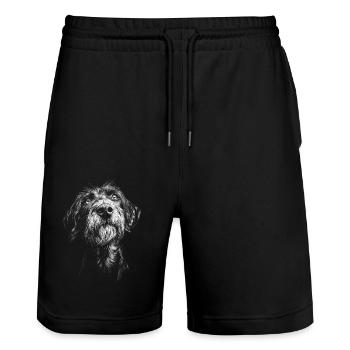 German Wirehaired Portrait Hunting Dogs Dogs Hunter - Stanley/Stella Trainer Unisex Organic Jogging Shorts - black - Front - Nik (191cm) & Marisol (170cm)