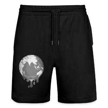 Planet Erde schmilzt durch Klimawandel - Stanley/Stella Unisex Bio Joggingshorts Trainer  - Schwarz - Vorne - Nik (191cm) & Marisol (170cm)
