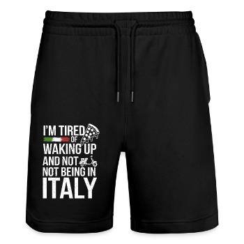 L’Italie au cœur - Short de jogging bio TRAINER Stanley/Stella unisexe - noir - Devant - Nik (191cm) & Marisol (170cm)