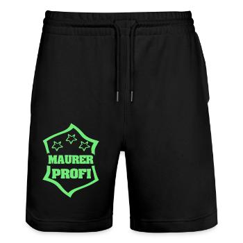 Occupation: Bricklayer - Stanley/Stella Trainer Unisex Organic Jogging Shorts - black - Front - Nik (191cm) & Marisol (170cm)