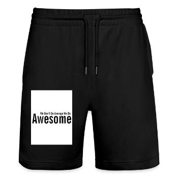 We Dont Do Average We Do Awesome - Stanley/Stella Unisex Bio Joggingshorts Trainer  - Schwarz - Vorne - Nik (191cm) & Marisol (170cm)