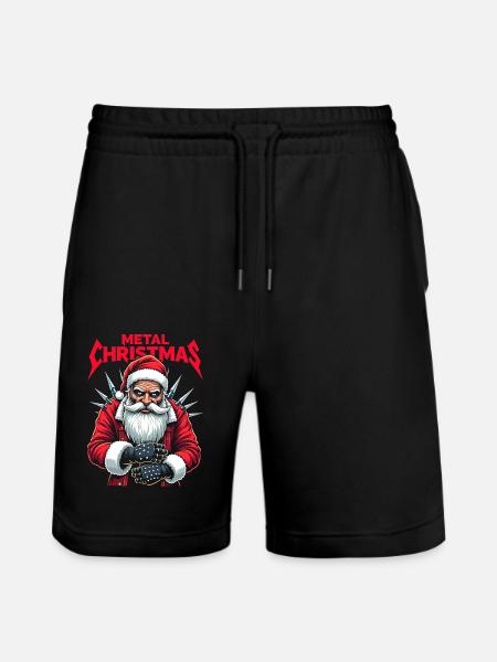 Heavy Metal Santa - Christmas Shoot - Stanley/Stella Trainer Unisex Organic Jogging Shorts - black