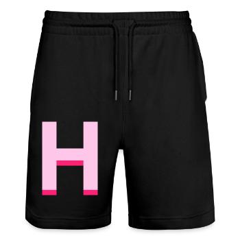 Pop und moderner rosa Buchstabe h - Stanley/Stella Unisex Bio Joggingshorts Trainer  - Schwarz - Vorne - Nik (191cm) & Marisol (170cm)