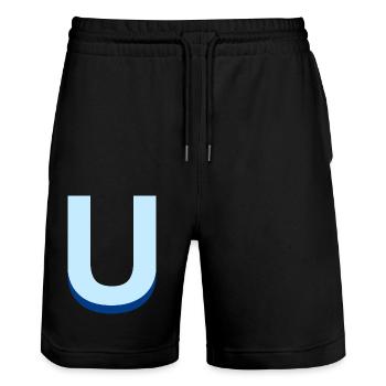 Pop und moderner blauer U-Buchstabe - Stanley/Stella Unisex Bio Joggingshorts Trainer  - Schwarz - Vorne - Nik (191cm) & Marisol (170cm)