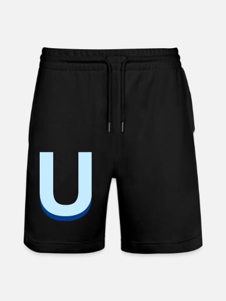 Pop und moderner blauer U-Buchstabe - Stanley/Stella Unisex Bio Joggingshorts Trainer  - Schwarz