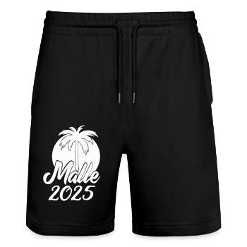 MALLE 2025 - Short de jogging bio TRAINER Stanley/Stella unisexe - noir - Devant - Nik (191cm) & Marisol (170cm)