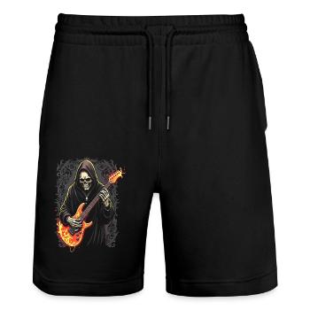 Sensenmann mit E-Gitarre Rock Heavy Metal - Stanley/Stella Unisex Bio Joggingshorts Trainer  - Schwarz - Vorne - Nik (191cm) & Marisol (170cm)