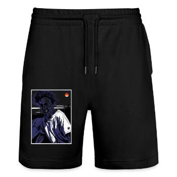 Big Smile Zombie Guy - Stanley/Stella Unisex Bio Joggingshorts Trainer  - Schwarz - Vorne - Nik (191cm) & Marisol (170cm)