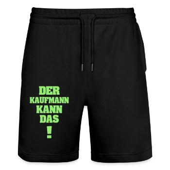 Funny Businessman - Stanley/Stella Trainer Unisex Organic Jogging Shorts - black - Front - Nik (191cm) & Marisol (170cm)