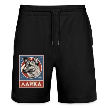 Sowjetischer Weltraumhund Laika - Stanley/Stella Unisex Bio Joggingshorts Trainer  - Schwarz - Vorne - Nik (191cm) & Marisol (170cm)