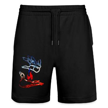 Flamme Fr - Stanley/Stella Unisex Bio Joggingshorts Trainer  - Schwarz - Vorne - Nik (191cm) & Marisol (170cm)