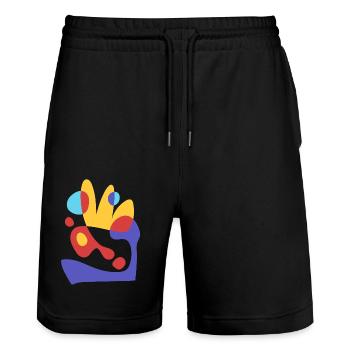 abstract tropical beeze - bauhaus style - Stanley/Stella Trainer Unisex Organic Jogging Shorts - black - Front - Nik (191cm) & Marisol (170cm)