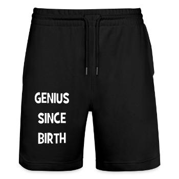 Genius Since Birth - Genie seit der Geburt - Stanley/Stella Unisex Bio Joggingshorts Trainer  - Schwarz - Vorne - Nik (191cm) & Marisol (170cm)