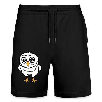 hibou oiseau aigle hibou hibou nuit oiseau effraie des granges chouette bande dessinée - Short de jogging bio TRAINER Stanley/Stella unisexe - noir - Devant - Nik (191cm) & Marisol (170cm)