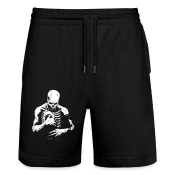 Decaying zombie reaches into chest - Stanley/Stella Trainer Unisex Organic Jogging Shorts - black - Front - Nik (191cm) & Marisol (170cm)