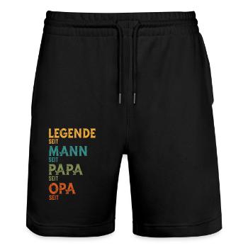 Opa Legende Seit Personalisiertes Jahresgeschenk - Stanley/Stella Unisex Bio Joggingshorts Trainer  - Schwarz - Vorne - Nik (191cm) & Marisol (170cm)