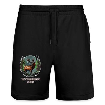 Teutoburger Wald - Stanley/Stella Unisex Bio Joggingshorts Trainer  - Schwarz - Vorne - Nik (191cm) & Marisol (170cm)