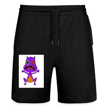 Monster - Stanley/Stella Trainer Unisex Organic Jogging Shorts - black - Front - Nik (191cm) & Marisol (170cm)