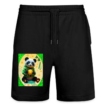 Panda charmant - Short de jogging bio TRAINER Stanley/Stella unisexe - noir - Devant - Nik (191cm) & Marisol (170cm)