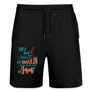 Diabetics All I Need Is A Little Bit - Stanley/Stella Trainer Unisex Organic Jogging Shorts - black - Front - Nik (191cm) & Marisol (170cm)