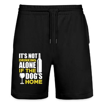 It is Not Drinking Alone If The Dog's Home - Stanley/Stella Trainer Unisex Organic Jogging Shorts - black - Front - Nik (191cm) & Marisol (170cm)