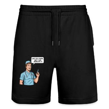 Drôle de dicton d’infirmière – Médicament contre la stupidité - Short de jogging bio TRAINER Stanley/Stella unisexe - noir - Devant - Nik (191cm) & Marisol (170cm)