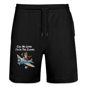 Funny Pilot: I'm in the clouds! - Stanley/Stella Trainer Unisex Organic Jogging Shorts - black - Front - Nik (191cm) & Marisol (170cm)