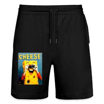"Cheese" by van Gogh - Stanley/Stella Unisex Bio Joggingshorts Trainer  - Schwarz - Vorne - Nik (191cm) & Marisol (170cm)