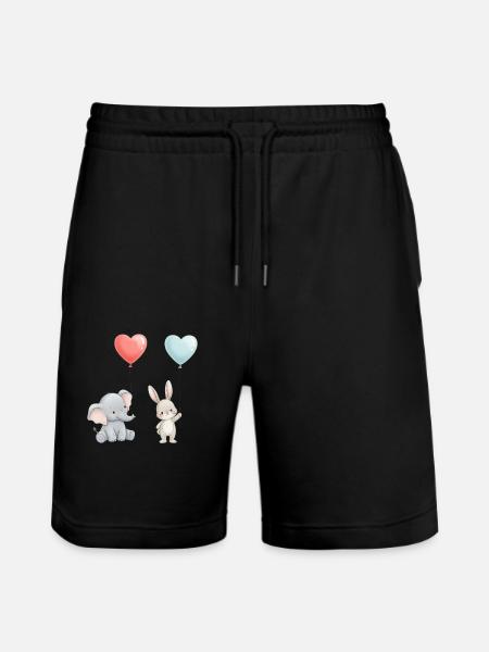 Elefant Kanin Kærlighed Ballon Hjerte Sød - Stanley/Stella Trainer økologiske unisex joggingshorts - sort