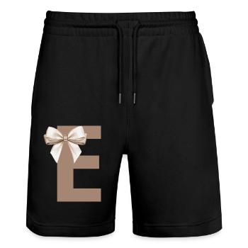 Buchstabe E Knoten - Stanley/Stella Unisex Bio Joggingshorts Trainer  - Schwarz - Vorne - Nik (191cm) & Marisol (170cm)