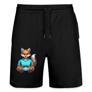 Fox gaming: Your animal gamer buddy! - Stanley/Stella Trainer Unisex Organic Jogging Shorts - black - Front - Nik (191cm) & Marisol (170cm)