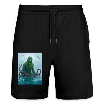 Iku-Turso, baltischer Krake der finnischen Mythologie und Folklore - Stanley/Stella Unisex Bio Joggingshorts Trainer  - Schwarz - Vorne - Nik (191cm) & Marisol (170cm)