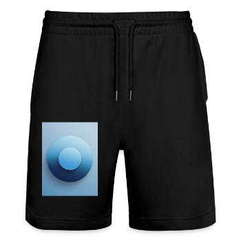 Blue Focus - Abstract 3D Circle, Blue, Gradient - Stanley/Stella Trainer Unisex Organic Jogging Shorts - black - Front - Nik (191cm) & Marisol (170cm)