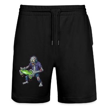 Zombie Zocker Power Retro Gamer - Stanley/Stella Unisex Bio Joggingshorts Trainer  - Schwarz - Vorne - Nik (191cm) & Marisol (170cm)