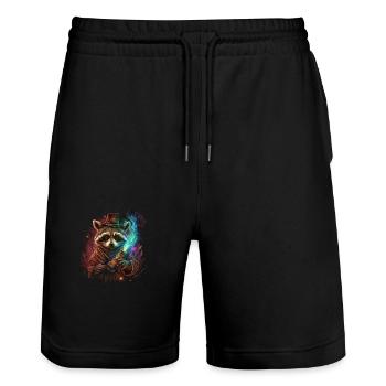 Raton laveur magicien fantastique - Short de jogging bio TRAINER Stanley/Stella unisexe - noir - Devant - Nik (191cm) & Marisol (170cm)