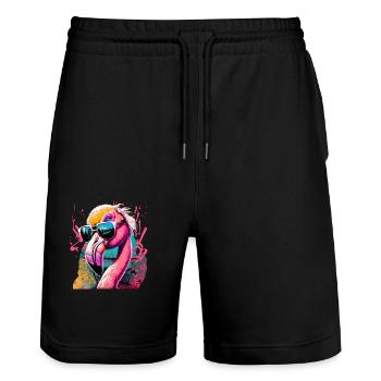 IMG 1481 - Short de jogging bio TRAINER Stanley/Stella unisexe - noir - Devant - Nik (191cm) & Marisol (170cm)