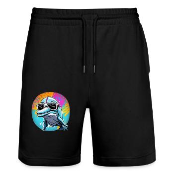 IMG 1590 - Stanley/Stella Unisex Bio Joggingshorts Trainer  - Schwarz - Vorne - Nik (191cm) & Marisol (170cm)