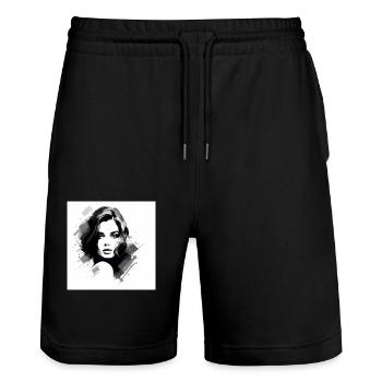 Classy Woman 2 - Stanley/Stella Trainer Unisex Organic Jogging Shorts - black - Front - Nik (191cm) & Marisol (170cm)