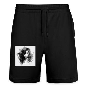 Classy woman 3 - Stanley/Stella Trainer Unisex Organic Jogging Shorts - black - Front - Nik (191cm) & Marisol (170cm)