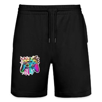Contrôleur de jeu Rainbow Splash - Short de jogging bio TRAINER Stanley/Stella unisexe - noir - Devant - Nik (191cm) & Marisol (170cm)