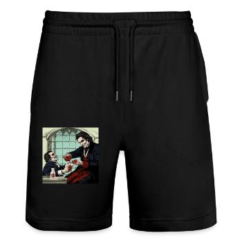 Comic style Vampire 2 - Stanley/Stella Unisex Bio Joggingshorts Trainer  - Schwarz - Vorne - Nik (191cm) & Marisol (170cm)